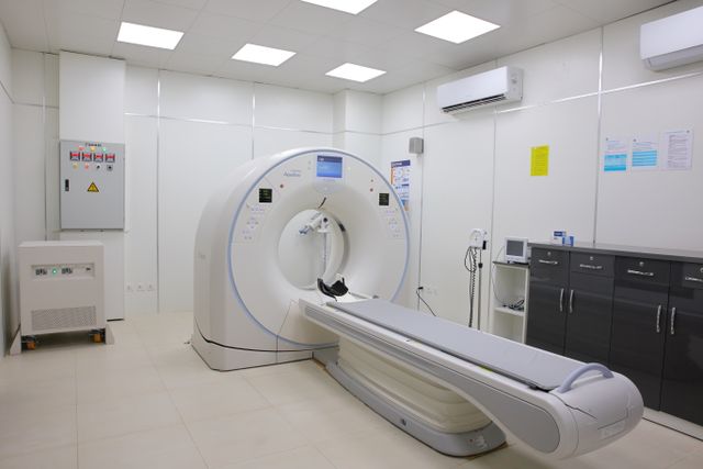 CT scanner in a hospital imaging room
